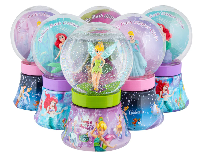 6 x Disney Princess Bubble Bath Glitter Globe 235mL