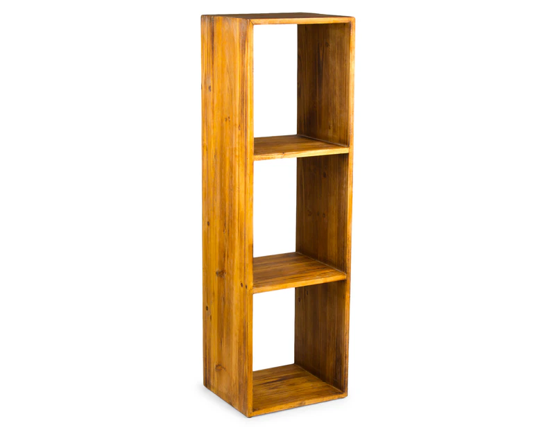 Three-Division Wooden Box Shelf Unit - Natural