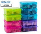 Sistema 675mL Klipo Rectangular Coloured Container 9-Pack