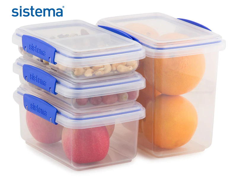 Sistema Klip It Food Storage Container 4-Pack - Clear/Blue