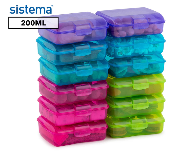 Sistema 200mL Klipo Rectangular Coloured Container 12-Pack - Multi