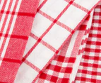 RANS Milan Stripe & Check Tea Towels 5-Pack - Red