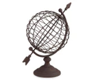 Metal Linear Globe w/ Arrow - Brown