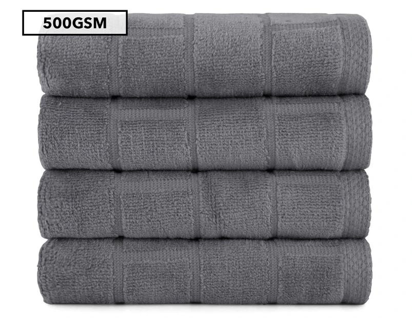 Casual Elegance Velour 33x33cm Face Washer 4-Pack - Charcoal