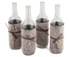 4 x Set Of 4 Decorative 29cm Bottles w/Felt Leather Tie - Tan