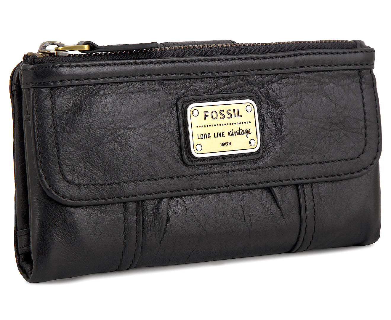 Fossil Women&#39;s Emory Clutch Wallet - Black | Scoopon Shopping