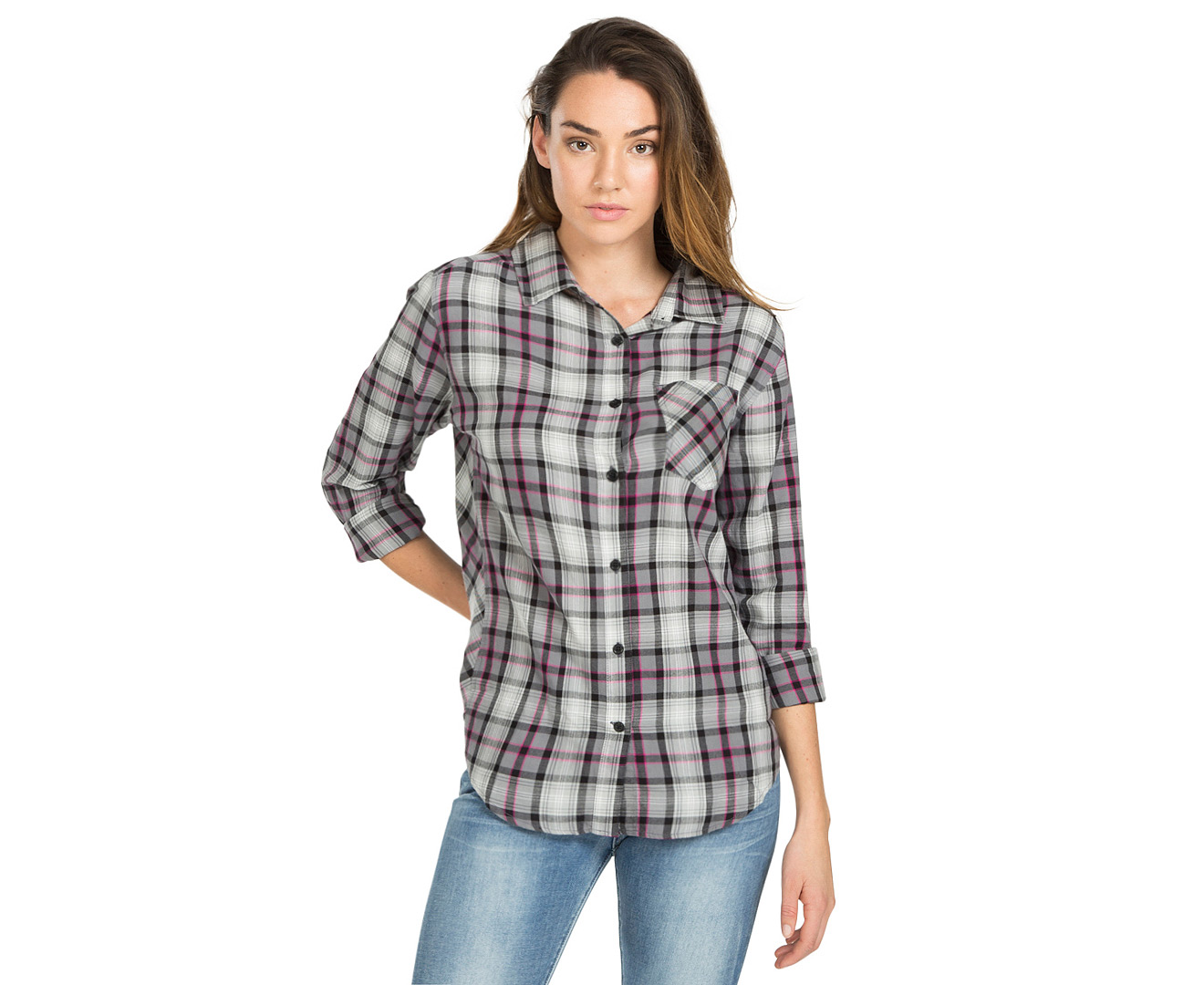 Rusty Women's Recorder Long Sleeve Flannel Shirt - Char | Catch.com.au