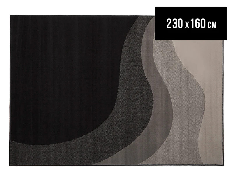 Hot Dash Waves 230x160cm Jute Rug - Black/Grey