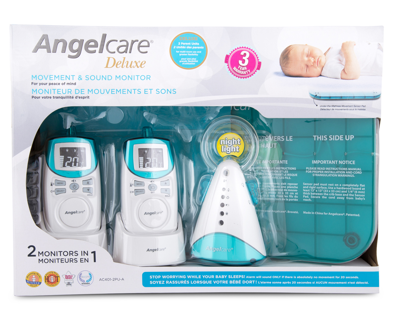 angelcare ac401 baby movement monitor with sound