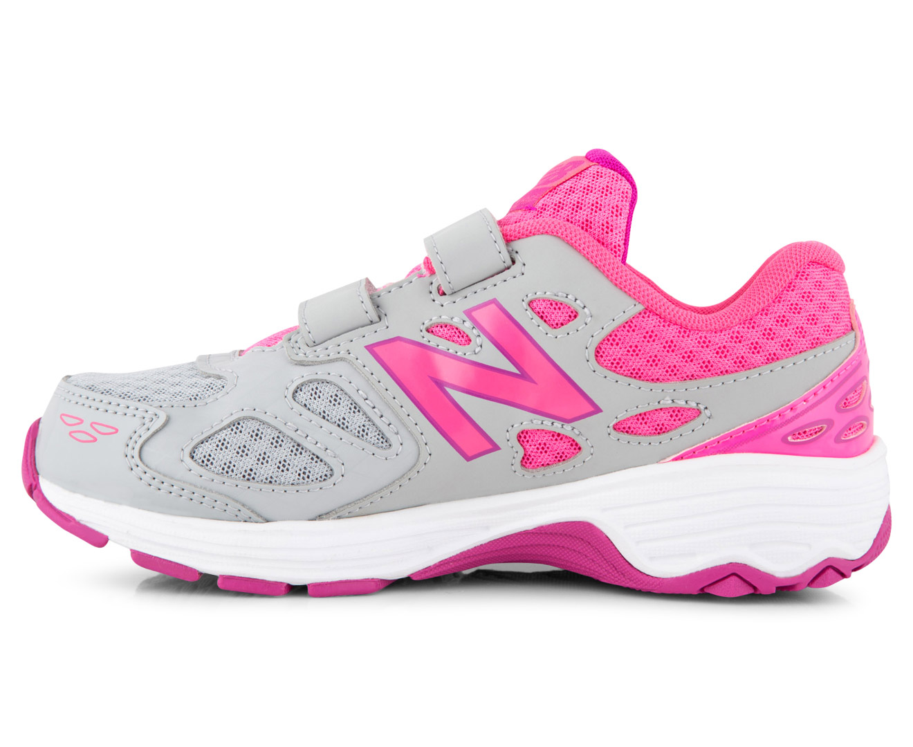 New Balance Girls Pre-School Kids'680 Velcro Running Shoe - Grey/Pink ...