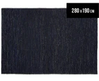 Handwoven Wool & Jute Flatweave 280x190cm Rug - Midnight