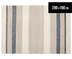 Handwoven Cotton & Wool Flatweave 280x190cm Rug - Blue