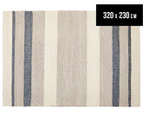Handwoven Cotton & Wool Flatweave 320x230cm Rug - Blue