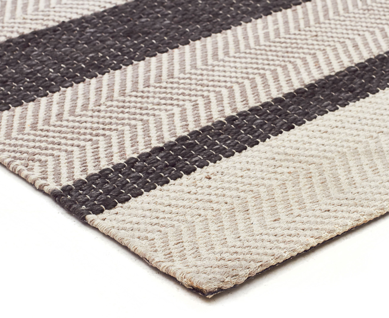 Handwoven Cotton & Wool Flatweave 225x155cm Rug - Charcoal | Scoopon ...