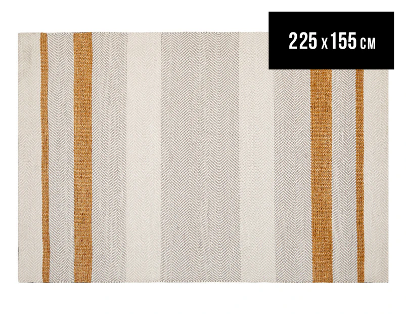 Handwoven Cotton & Wool Flatweave 225x155cm Rug - Yellow