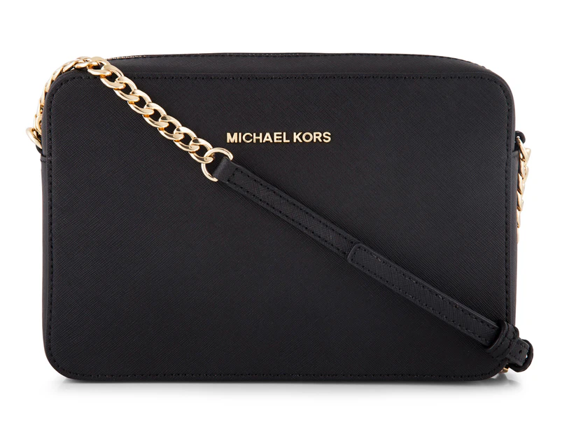 Michael Michael Kors Jet Set Large Saffiano Leather Crossbody Bag In Black