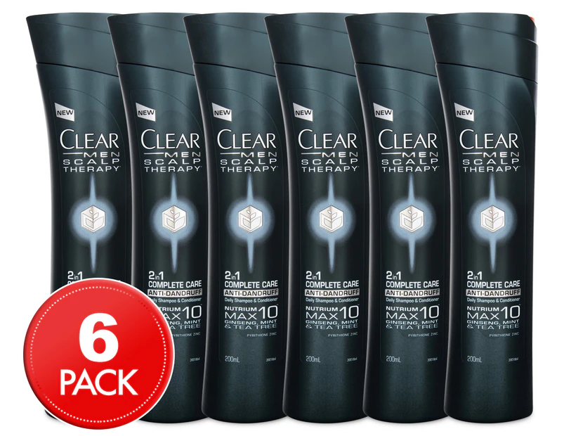 6 x Clear Men Scalp Therapy Anti-Dandruff Shampoo & Conditioner 200mL