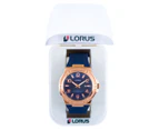 LORUS Men's 46mm Watch - Navy/Rose Gold