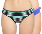 Bonds Women's Hipster Bikini 2-Pack - Black & Green Stripe/Purple