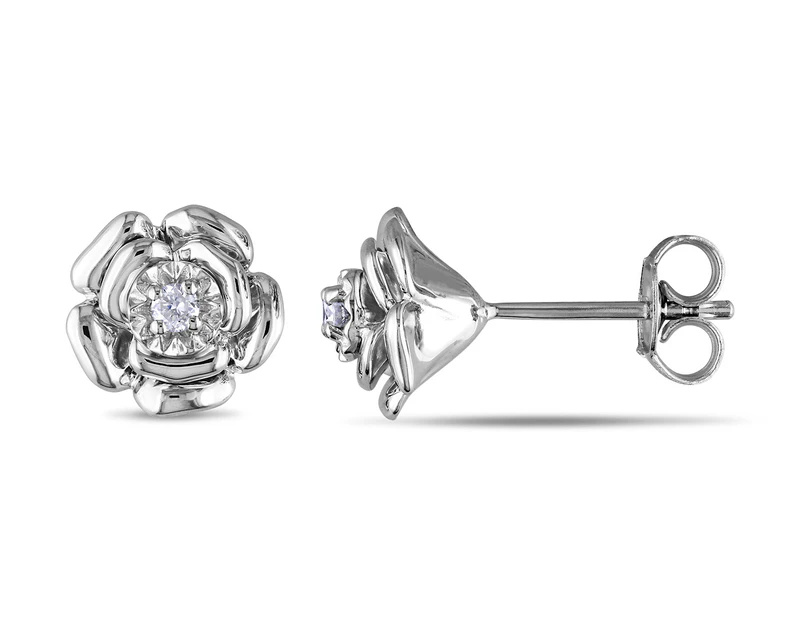 ICE 0.06 Carat Diamond Ear Pin Earrings - Silver