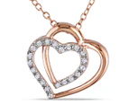 ICE 1/10 Carat Heart Pendant Diamond w/ Chain - Pink/Silver