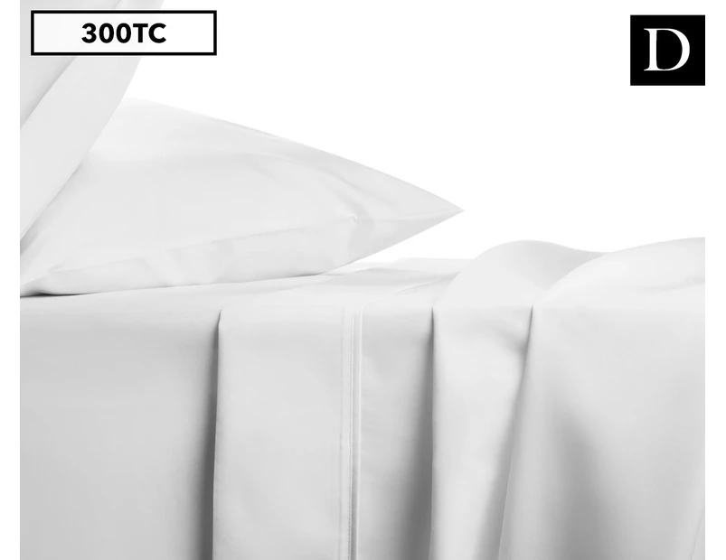 Luxury 300TC Cotton Rich Double Bed Sheet Set - White