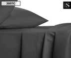 Luxury 300TC Cotton Rich King Single Bed Sheet Set - Charcoal
