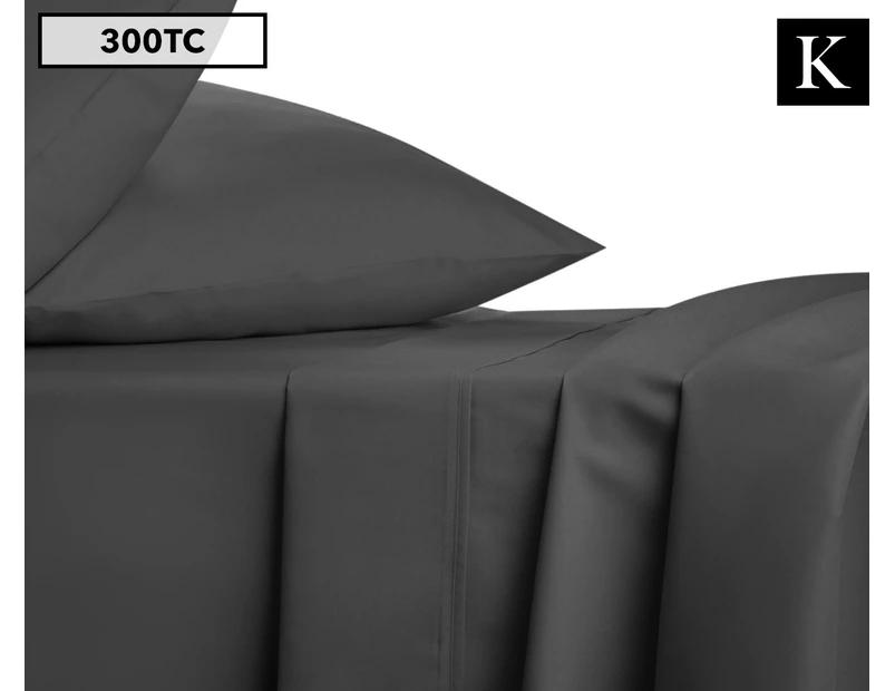 Luxury 300TC Cotton Rich King Bed Sheet Set - Charcoal
