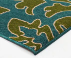 Falling Leaves 270x180cm UV Treated Indoor/Outdoor Rug - Green/Blue