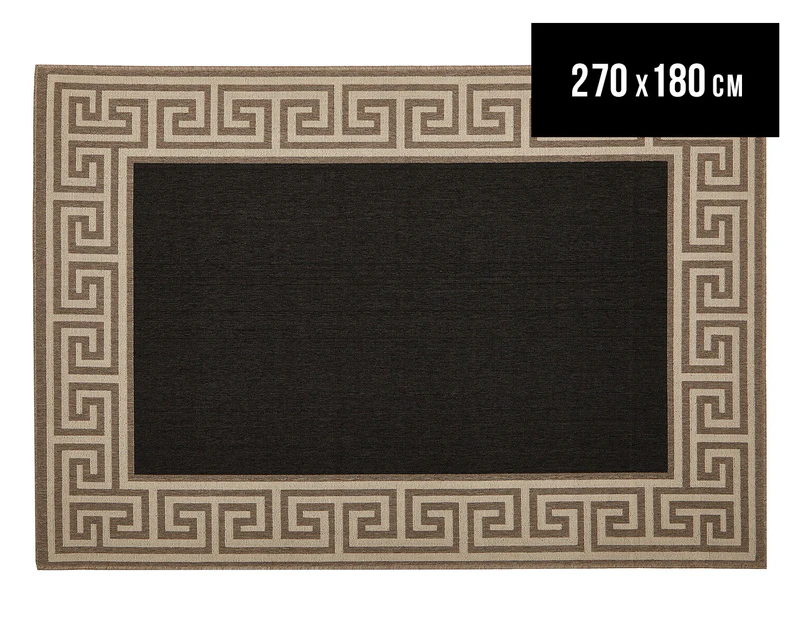 Greek Key 270x180cm UV Treated Indoor/Outdoor Rug - Brown/Black