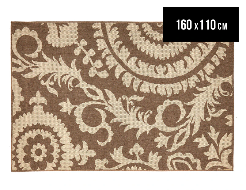 Floral Medallion 160x110cm UV Treated Indoor/Outdoor Rug - Brown