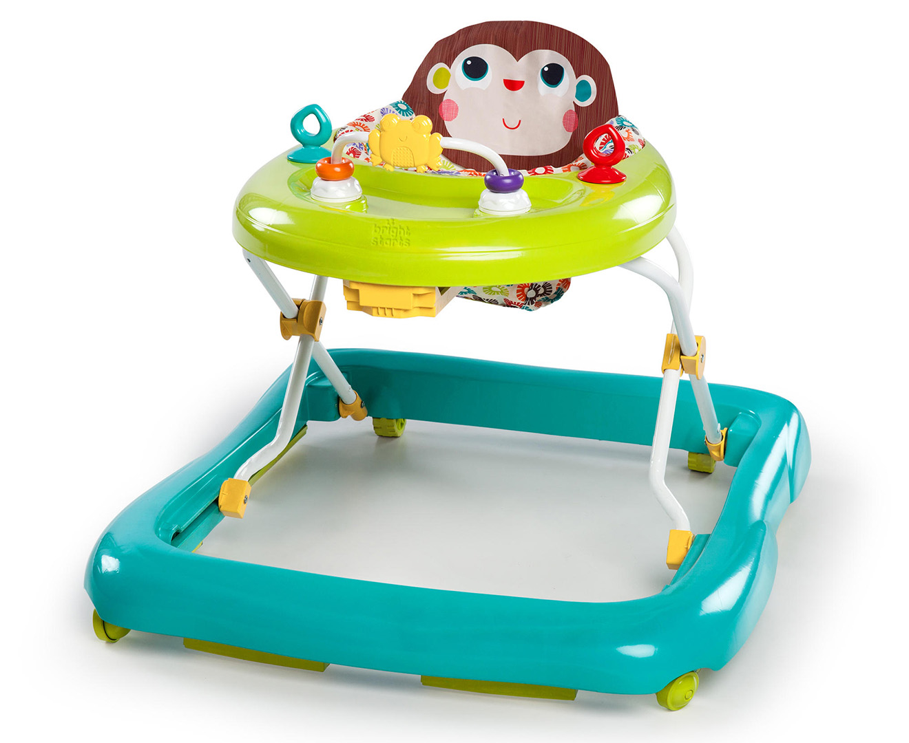 Bright Starts Pattern Pals Monkey Walker - Yellow/Teal | Scoopon Shopping