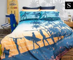 Retro Home Sunset Single Bed Quilt Cover Set - Teal