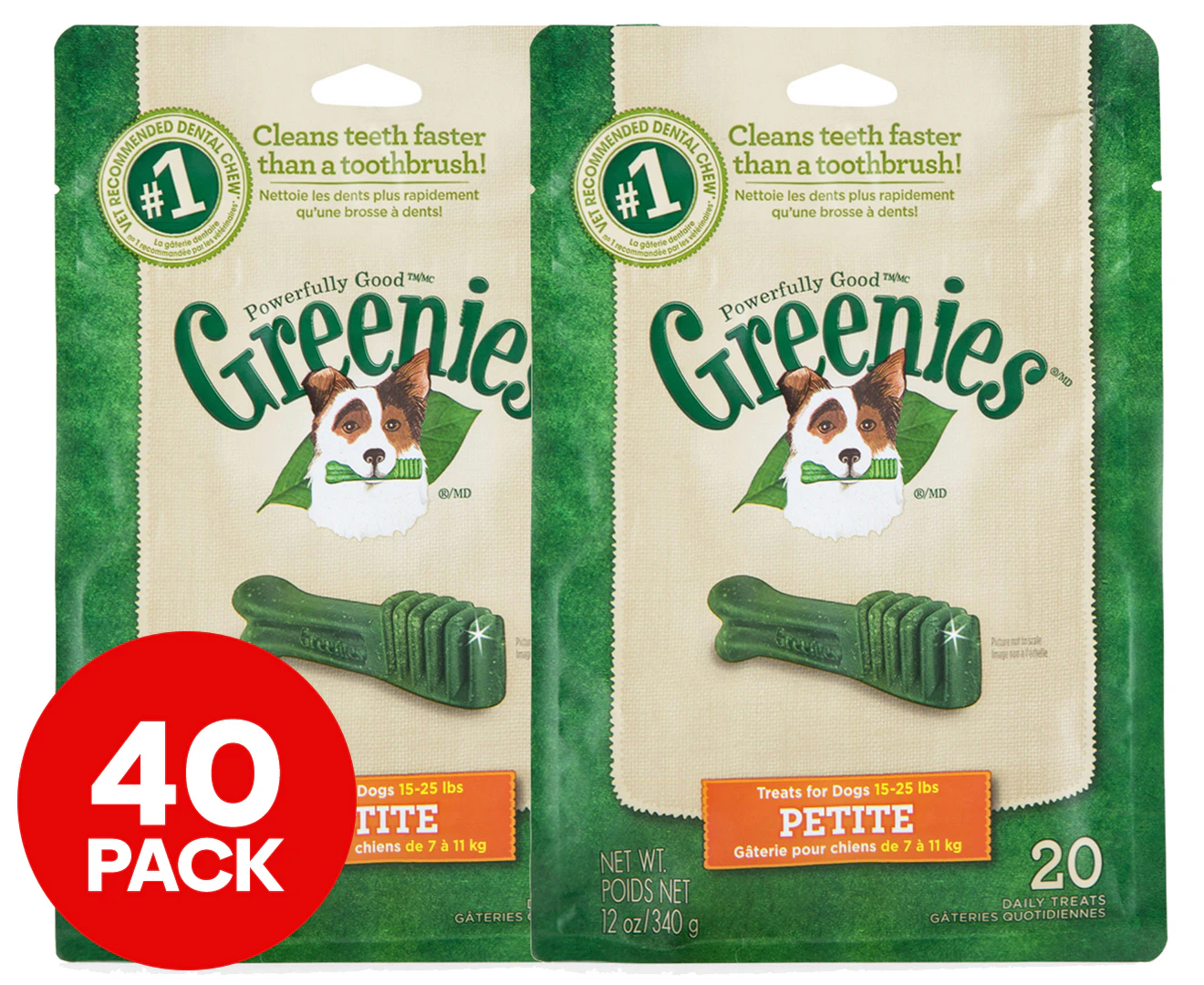 2 x Greenies Dental Chew Dog Treats 20pk