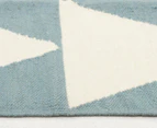 Hannah Pure Wool Flatweave Triangles 225x155cm Medium Rug - Blue/White