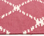Hannah Pure Wool Flatweave Isobel 280x190cm Large Rug - Pink