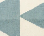 Hannah Pure Wool Flatweave Triangles 400x80cm Large Runner - Blue/White