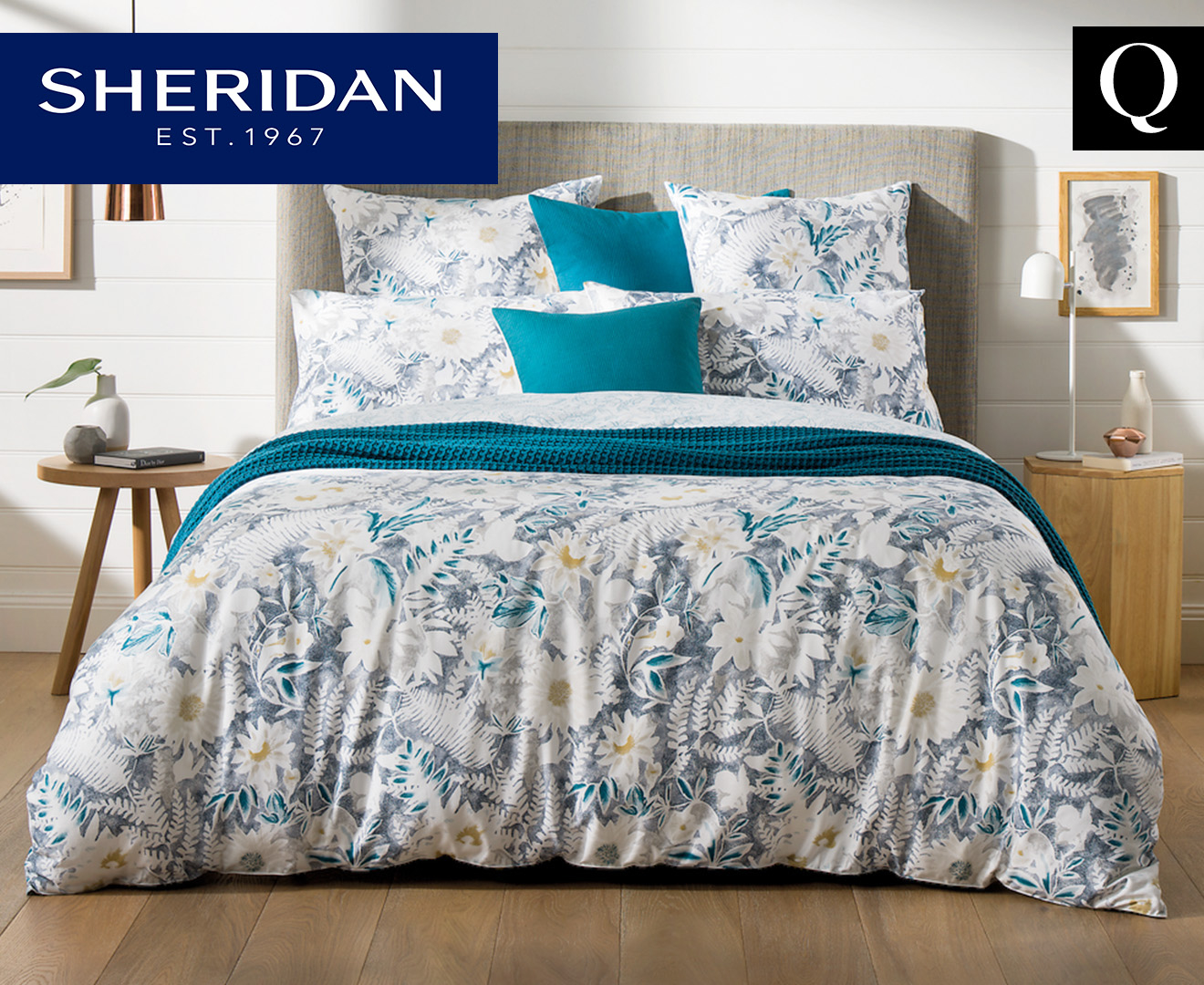 Sheridan Paloma Queen Bed Quilt Cover Set - Ocean | Scoopon Shopping