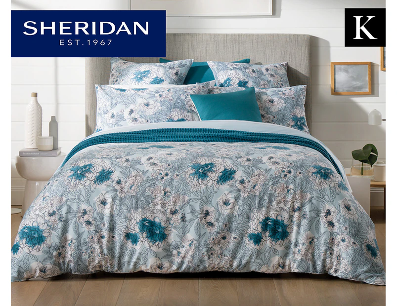 Sheridan Anscombe King Bed Quilt Cover Set - Aquamarine