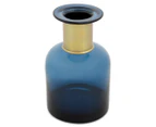 Ocean Blue 19x12cm Vase w/ Foiled Neck - Blue/Gold