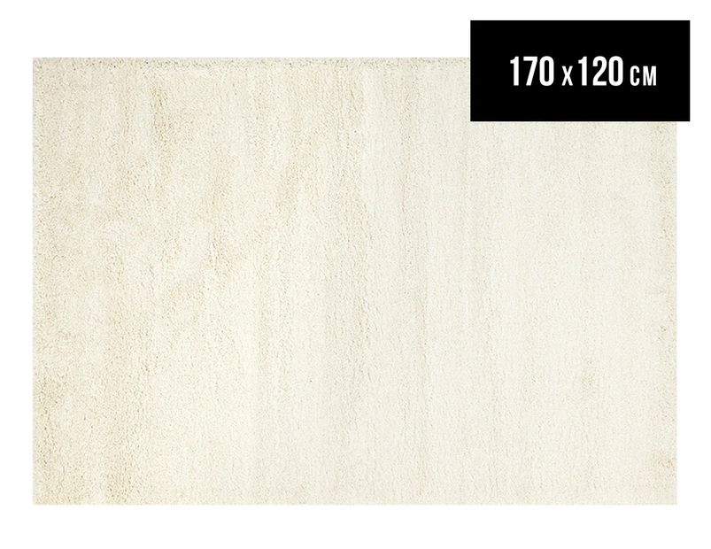 Versa Shag 170x120cm Classic Colour Block Rug - Ivory
