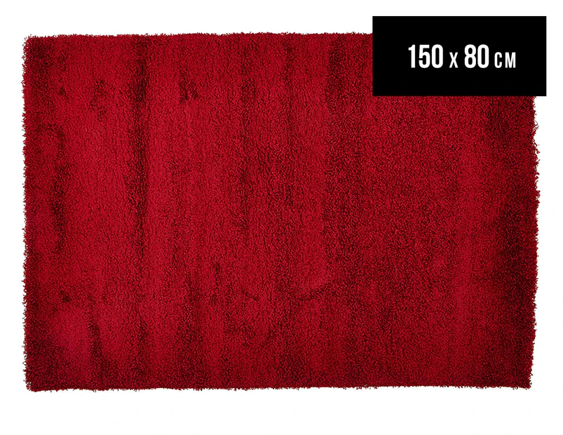 Versa Shag 150x80cm Classic Colour Block Rug - Red