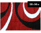 Chicago Shag 330x240cm Gentle Swirl Rug - Red/Black