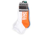 Bonds Kids' Logo Quarter Crew Socks 3-Pack - Blue/Grey/Orange