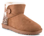 OZWEAR Connection Ugg Mini Button Leopard Boot - Chestnut