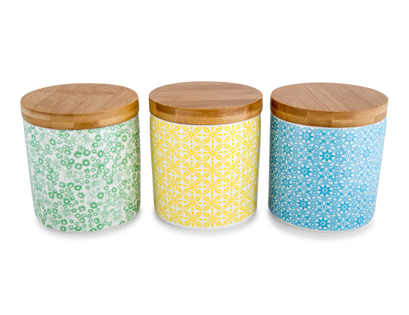 Cooper & Co. 13cm Ceramic Canister 3-Pack - Blue/Green/Yellow