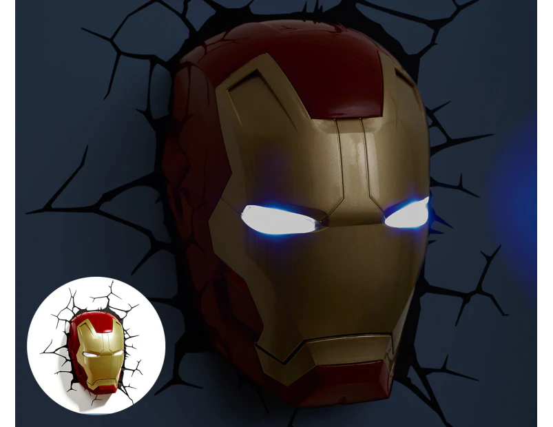 3D Marvel Iron Man Mask Wall Light - Red