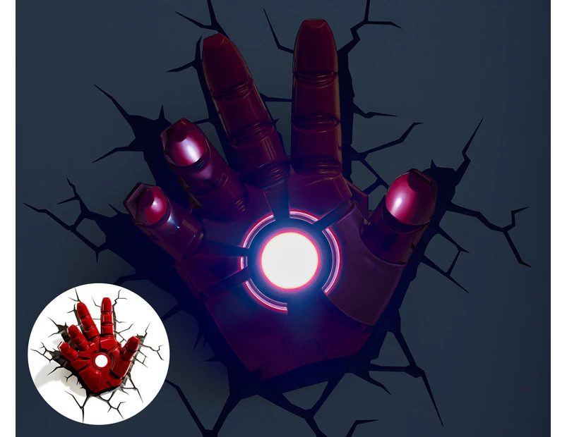 3D Marvel Iron Man Hand Wall Light - Red