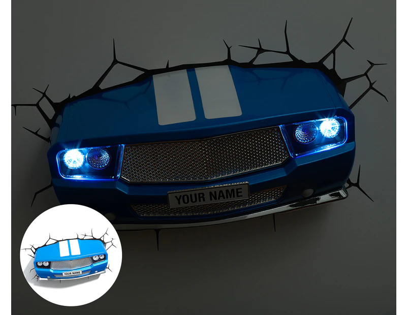 3D Classic Sports Car Wall Light - Blue