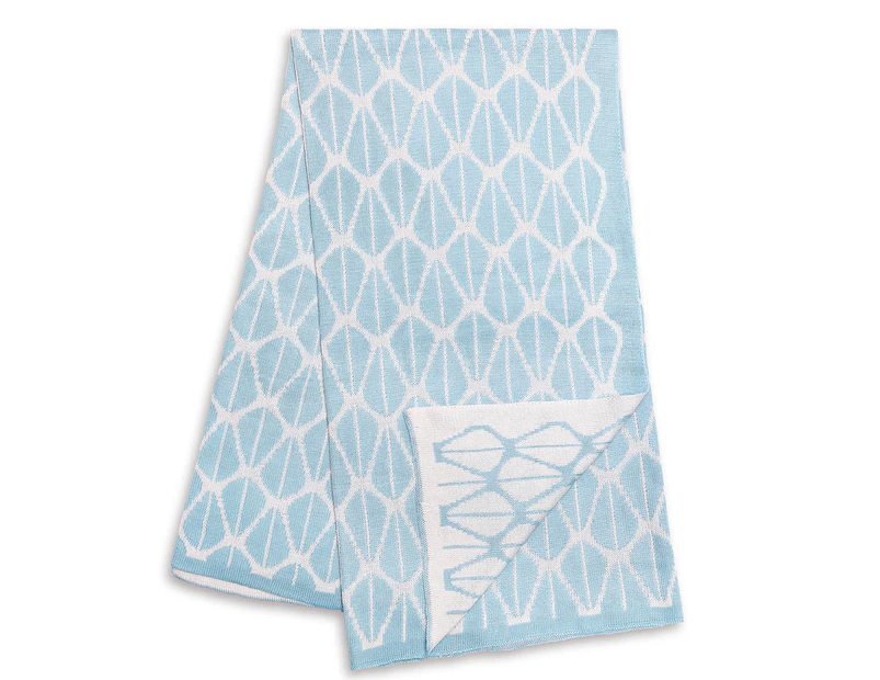 The Peanut Shell Knitted Reversible Bamboo Blanket - Blue